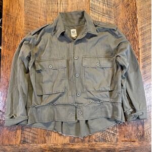 Olive Green Utility Jacket Women's Lightweight Button Front Casual Outerwear